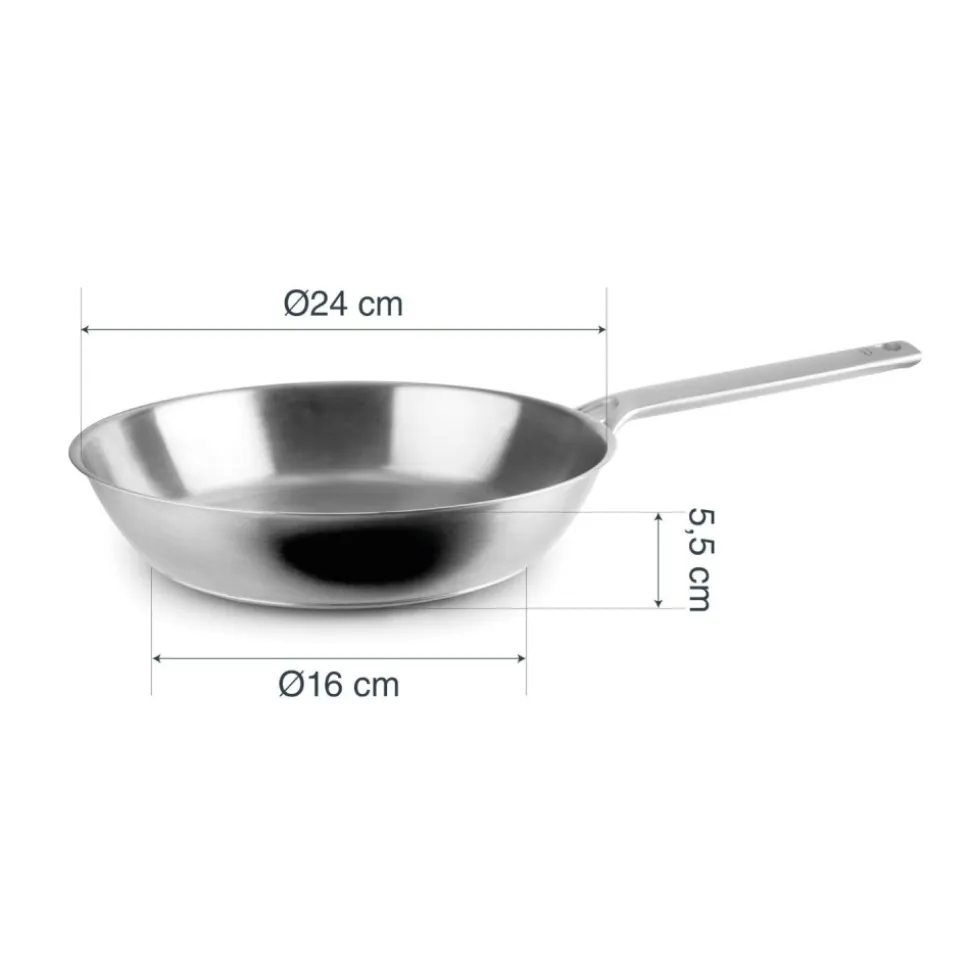 Sartén de acero inoxidable, Luna, 24 cm - Lacor