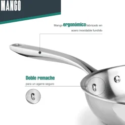Sartén de acero inoxidable, trichef, 30 cm - Lacor
