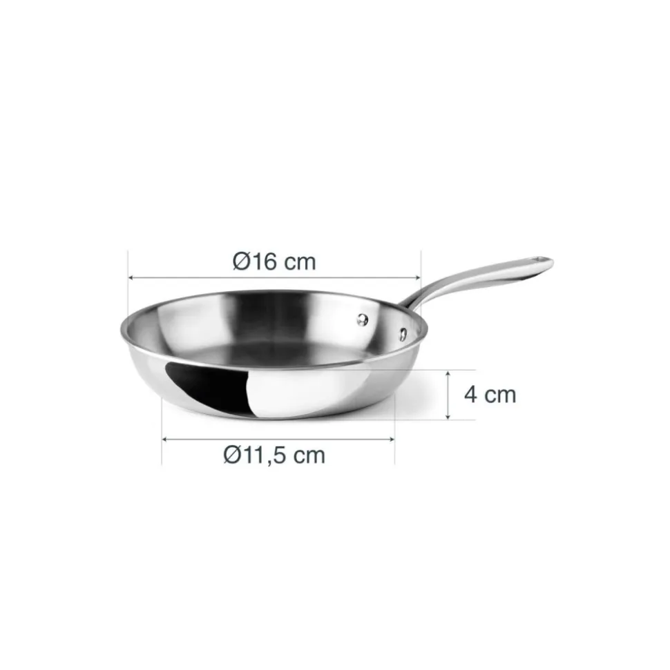 Sartén de acero inoxidable, trichef, 16 cm - Lacor