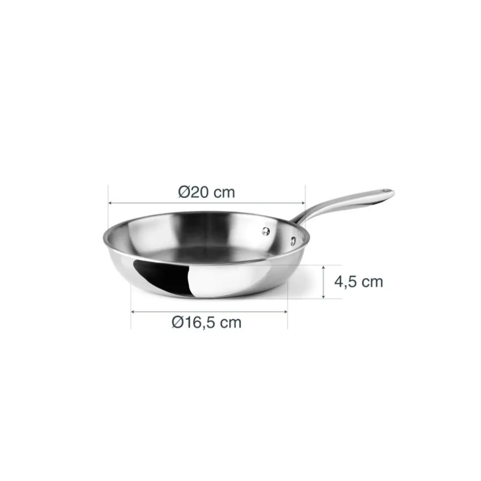 Sartén de acero inoxidable, trichef, 20 cm - Lacor
