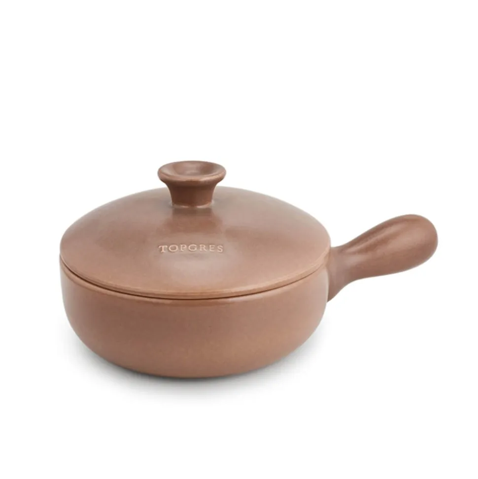 Sartén de cerámica gres 23 cm con tapa, canela - Topgres