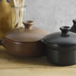 Sartén de cerámica gres para inducción 23 cm con tapa, antracita - Topgres