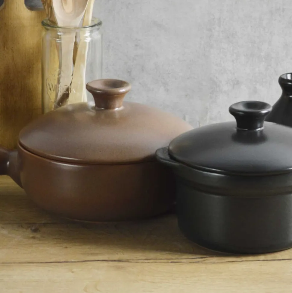 Sartén de cerámica gres para inducción 23 con tapa, canela - Topgres