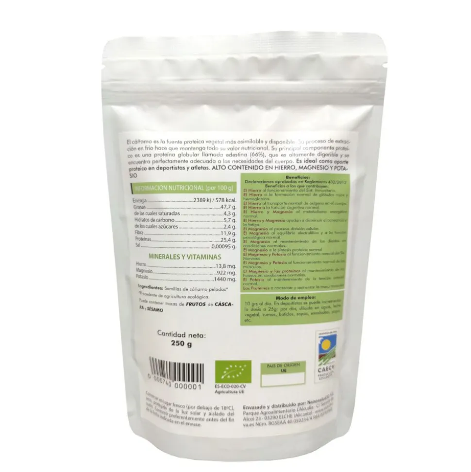 Semillas de cáñamo peladas ecológicas, 250 g - Salud Viva
