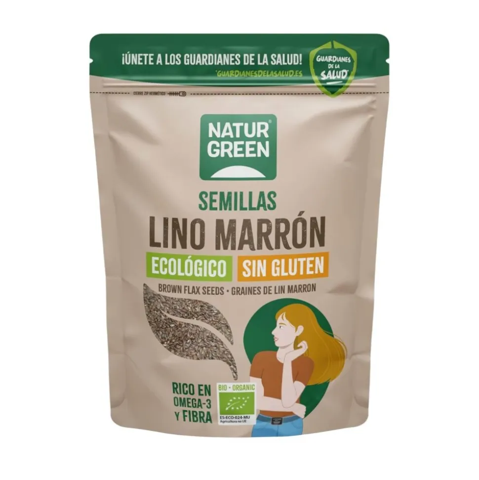 Semillas de lino marrón ecológicas, 500 g - Naturgreen