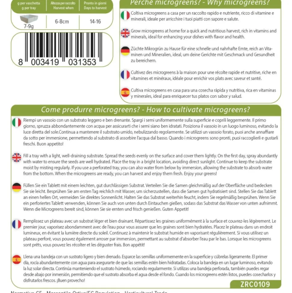 Semillas de nabo para microgreens ecológicas, 500 g - Bavicchi GEO