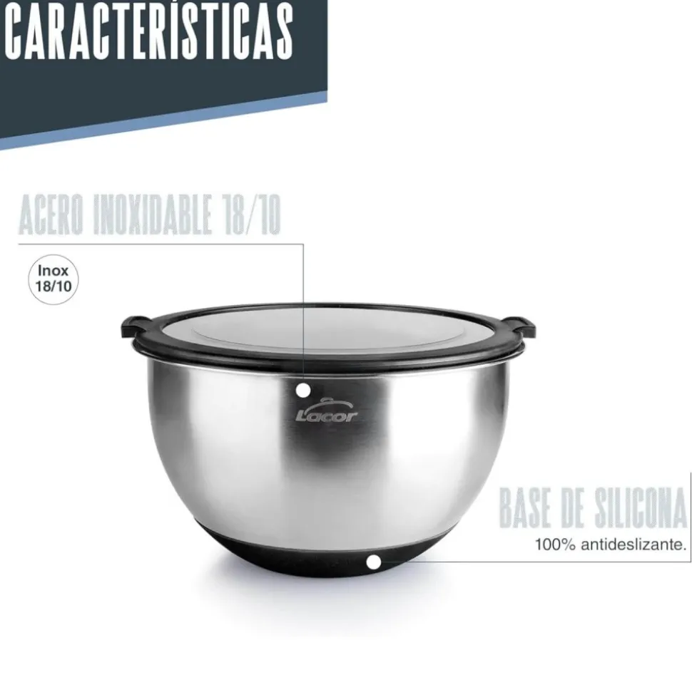 Set de 3 boles de acero inoxidable con tapa Adapt - Lacor
