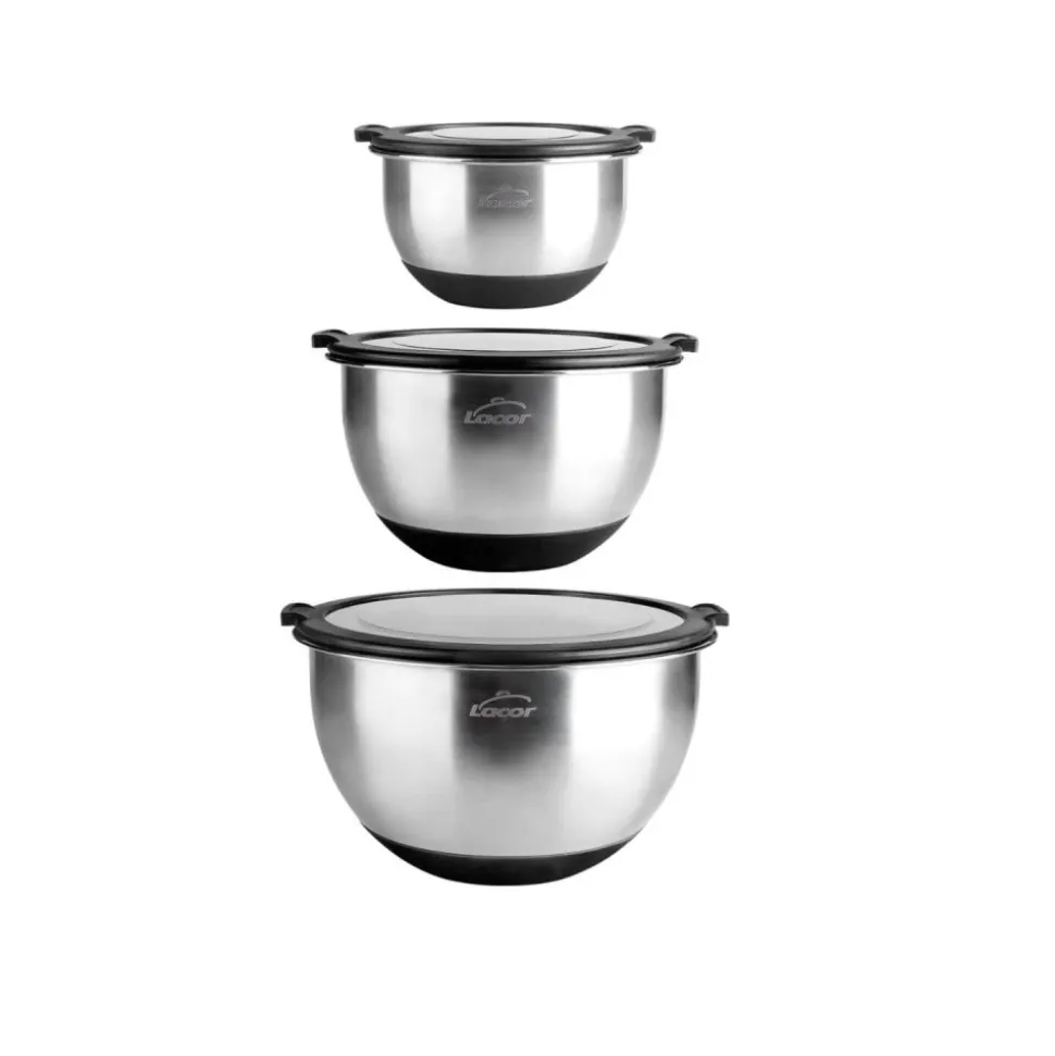 Set de 3 boles de acero inoxidable con tapa Adapt - Lacor