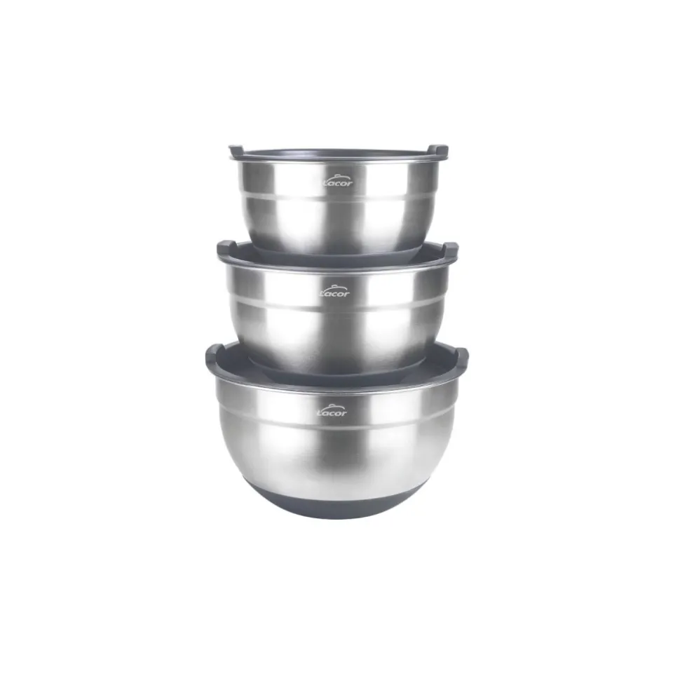 Set de 3 boles de acero inoxidable con tapa Adapt - Lacor