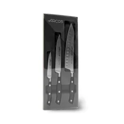 Set de 3 cuchillos lisos de acero inoxidable al nitrógeno, serie Riviera, 10, 14 y 20 cm - Arcos