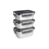 Set de 3 fiambreras herméticas rectangulares de acero inoxidable Ecoinox con tapa, 260 ml - Lacor