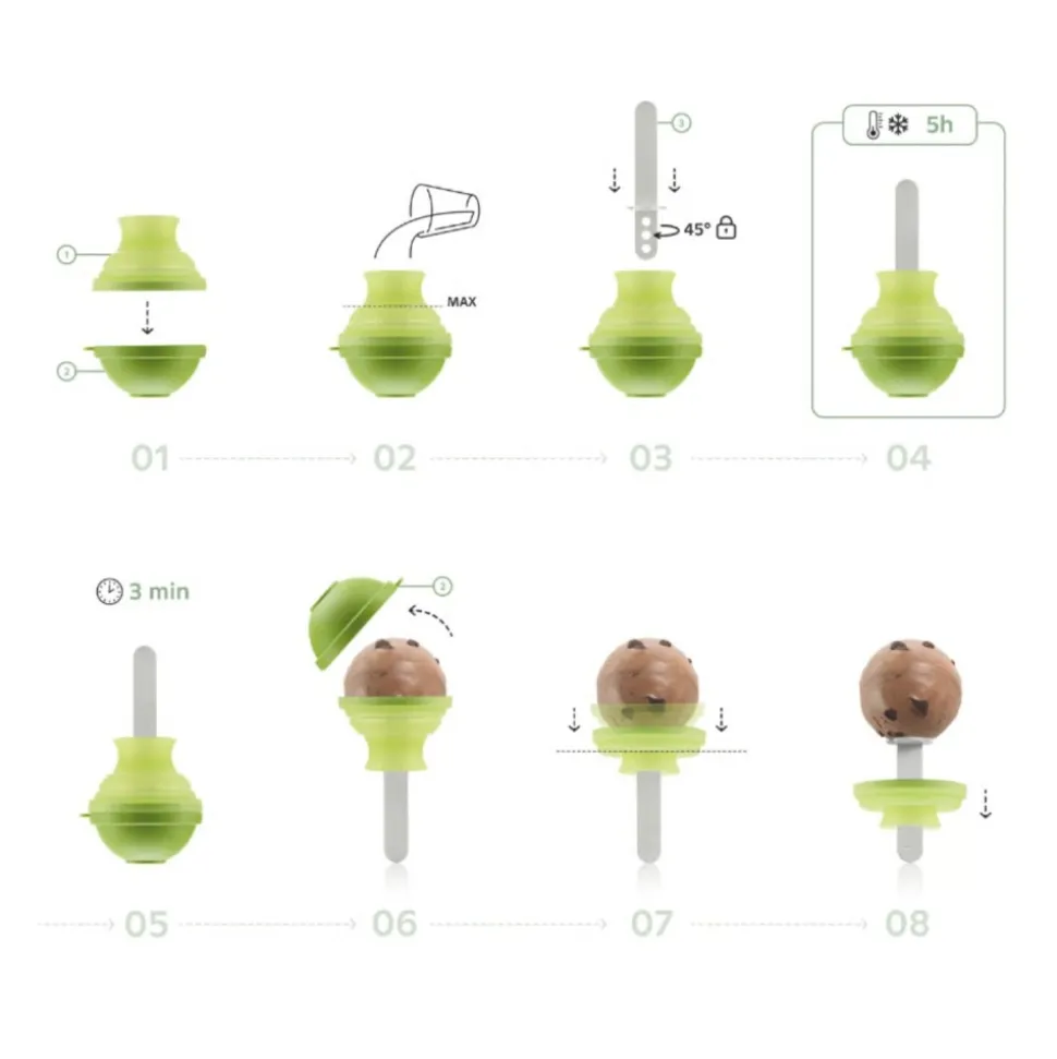 Set de 4 moldes para helados - Piruleta