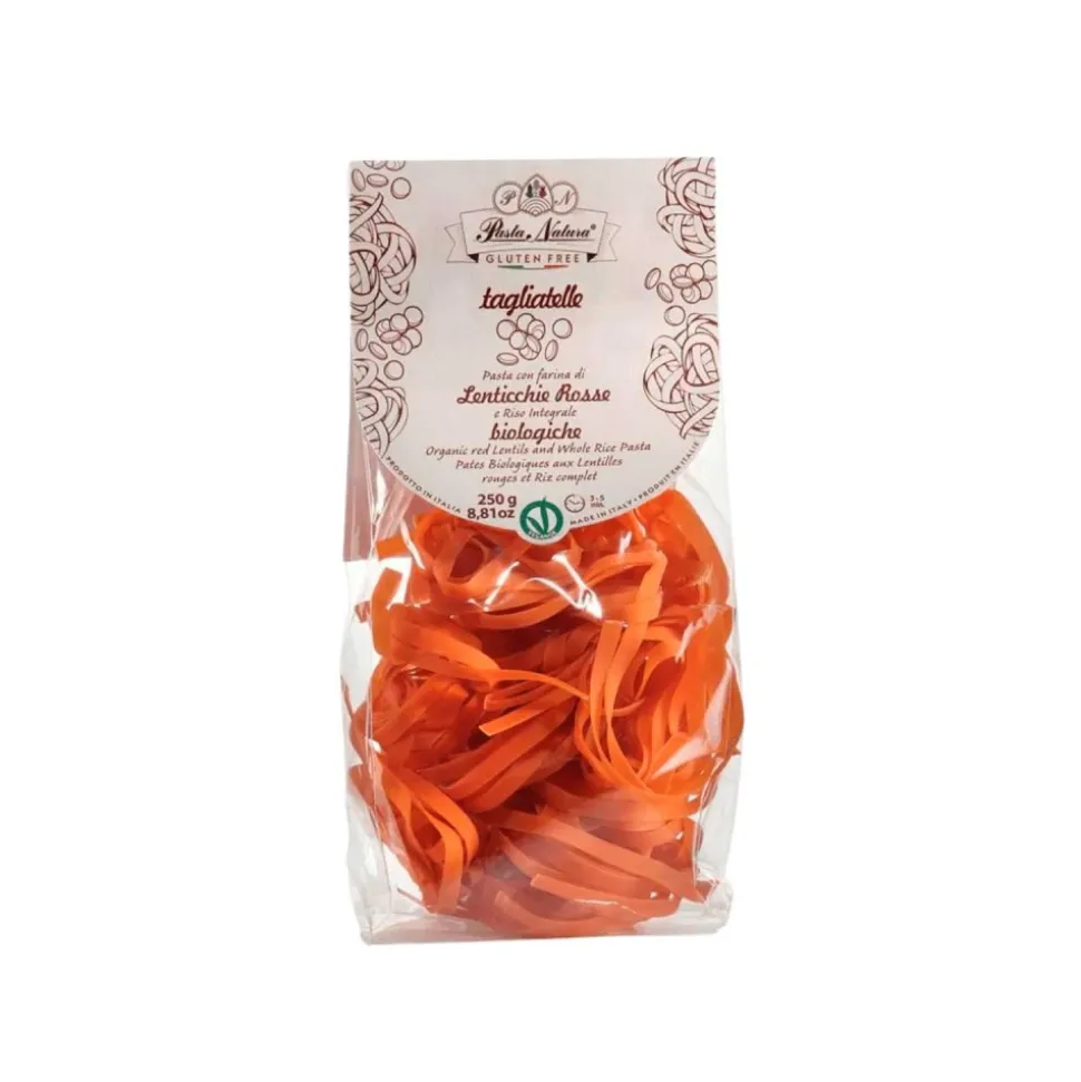 Tagliatelle de lentejas rojas y arroz integral sin gluten, ecológica, 250 g - Pasta Natura