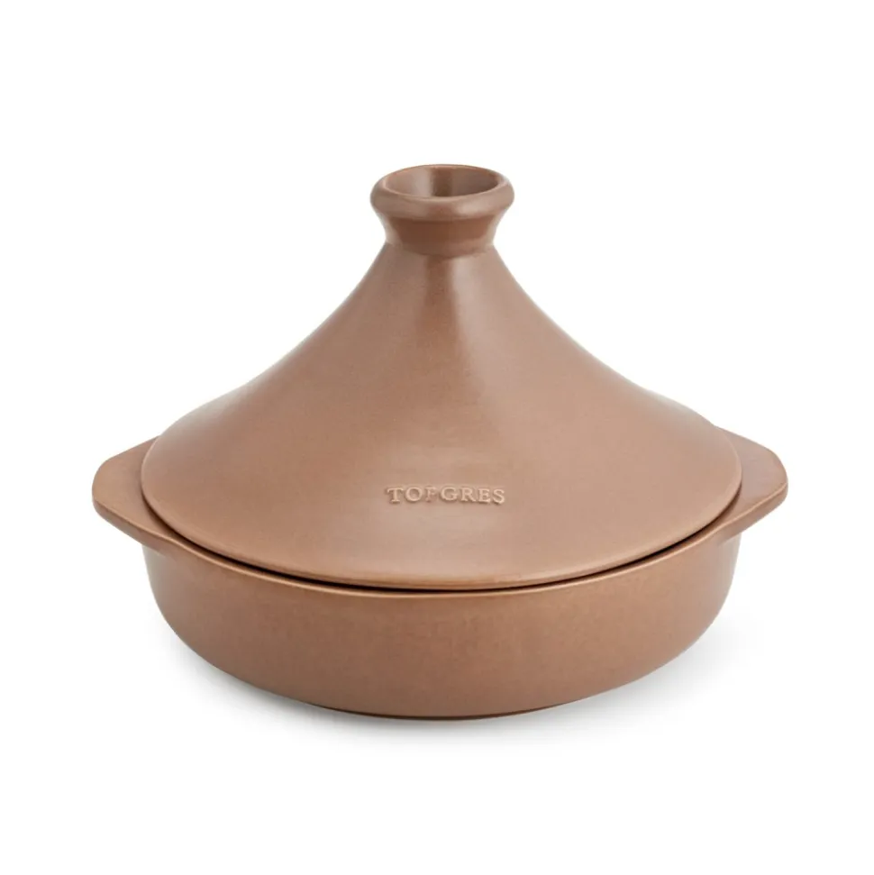 Tajine de cerámica gres 25 cm con tapa, canela - Topgres