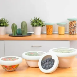 Tapa ajustable de silicona y vidrio, blanca - Food Huggers