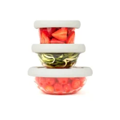 Tapa ajustable de silicona y vidrio, blanca - Food Huggers