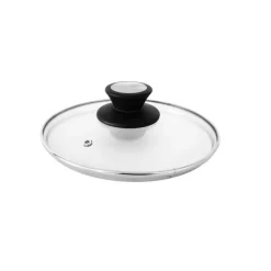 Tapa de cristal de seguridad, con salida de vapor y pomo de plata, 20 cm - SKK