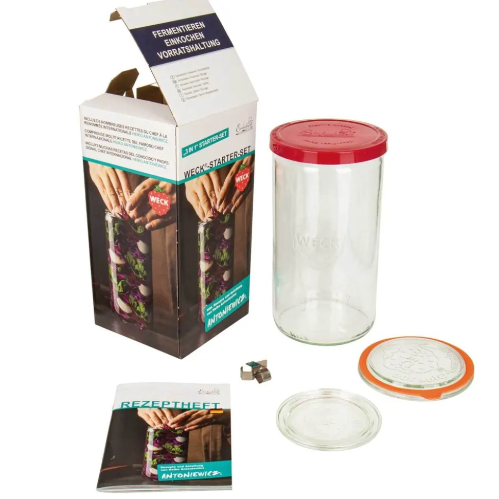 Tarro de fermentación de cristal 1500 ml + tapa y pesa de cristal - Weck