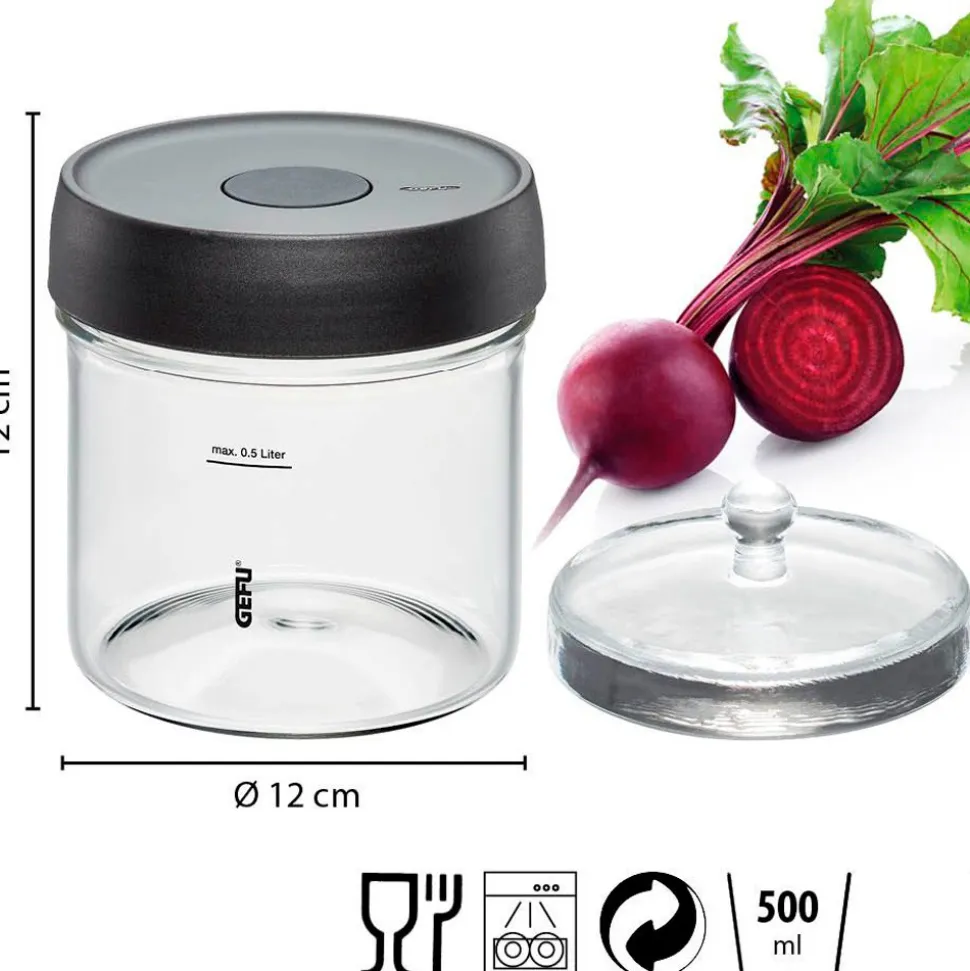 Tarro de fermentación de cristal 500 ml + tapa y pesa de cristal - Gefu