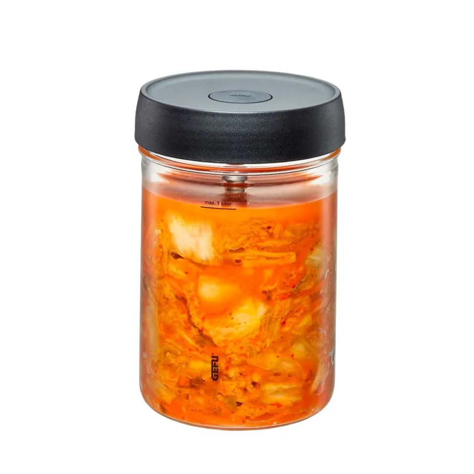 Tarro de fermentación de cristal 1000 ml + tapa y pesa de cristal - Gefu