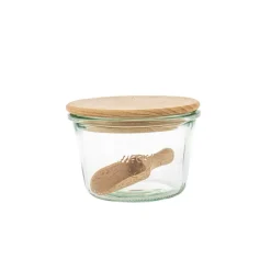 Tarro de vidrio con tapa de madera Weck - 370 ml