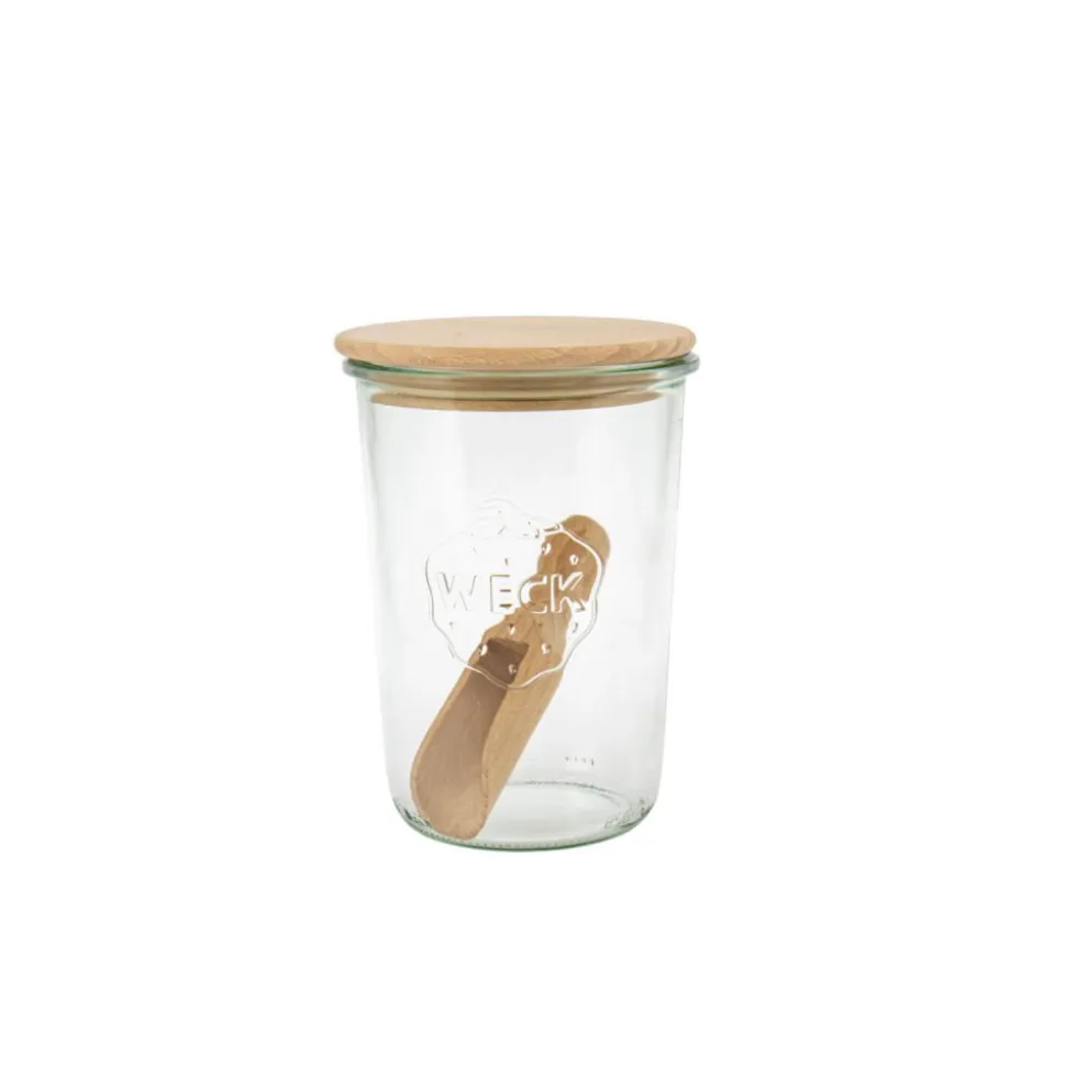 Tarro de vidrio con tapa de madera Weck - 580 ml