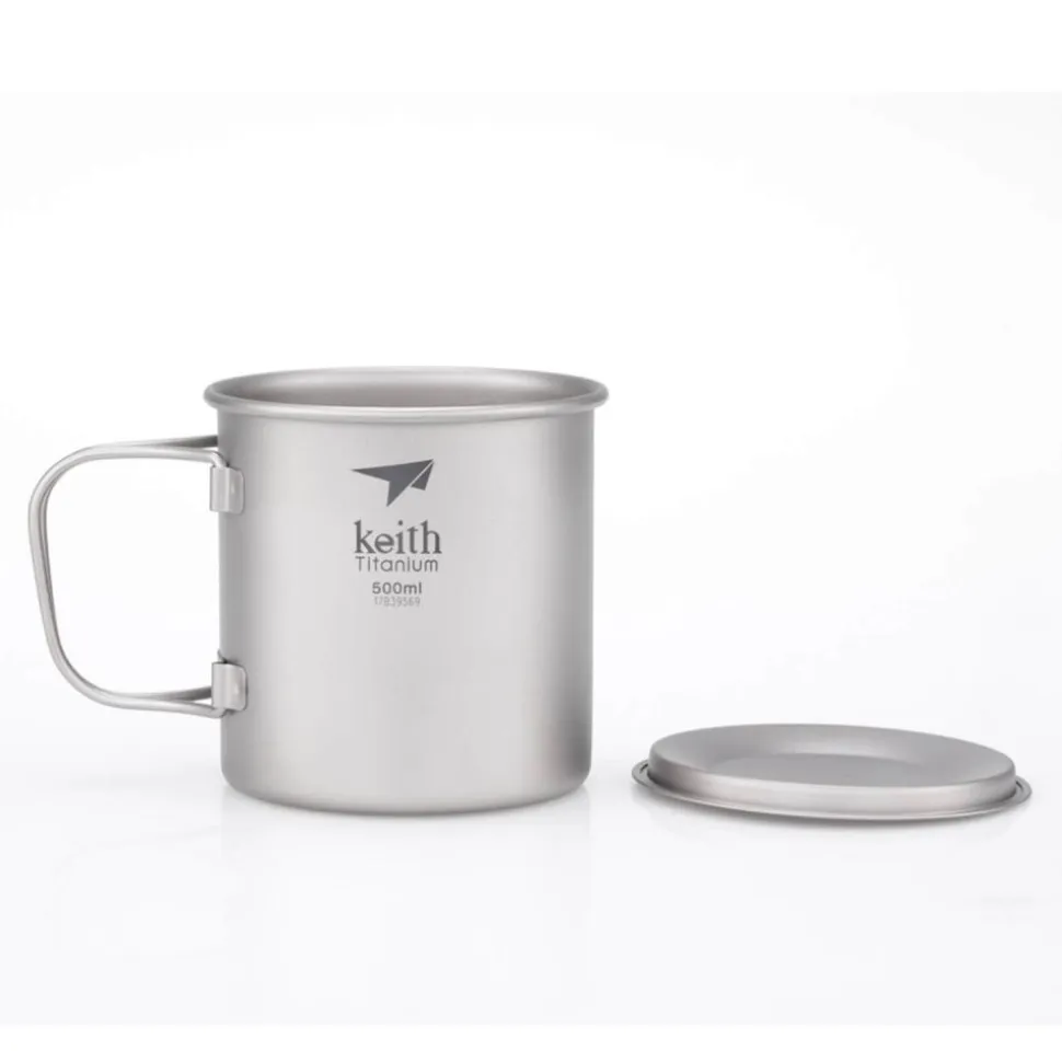 Taza de titanio con asa plegable y tapa 550 ml - Keith