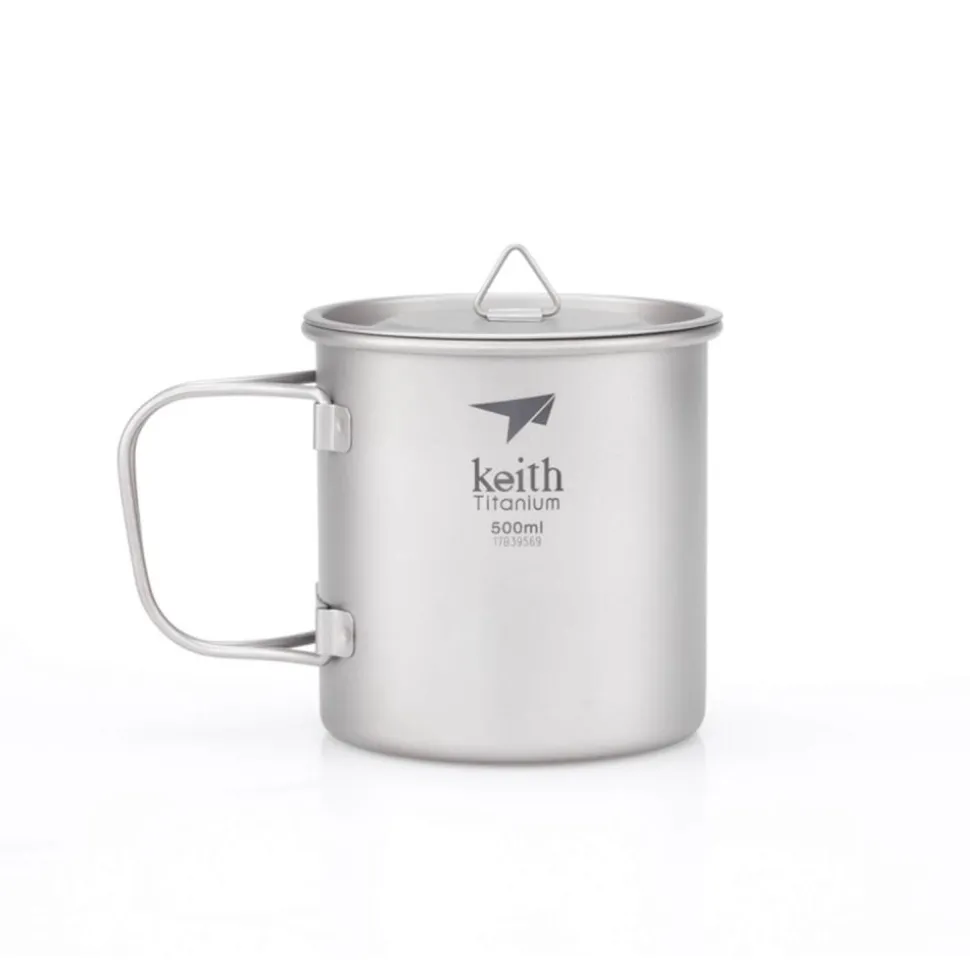 Taza de titanio con asa plegable y tapa 550 ml - Keith