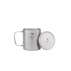 Taza de titanio con doble pared, asa plegable y tapa 220 ml - Keith