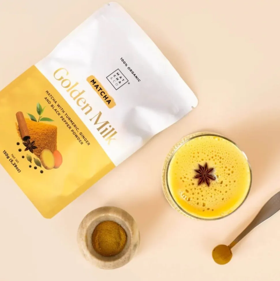 Té Matcha "leche dorada" con cúrcuma y jengibre ecológico, 80 g - Matcha & Co