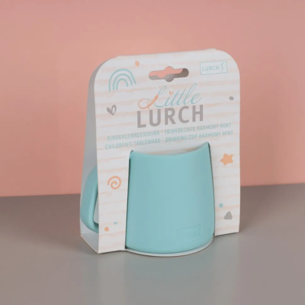 Vaso con asas para bebés de silicona platino, azul - Lurch