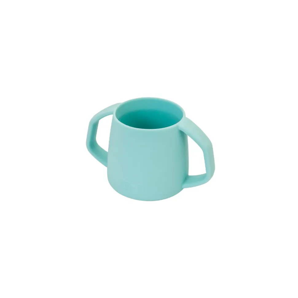 Vaso con asas para bebés de silicona platino, azul - Lurch
