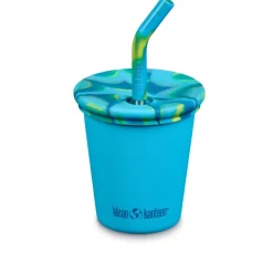 Vaso de acero inoxidable para llevar con pajita, azul, 295 ml - Klean Kanteen
