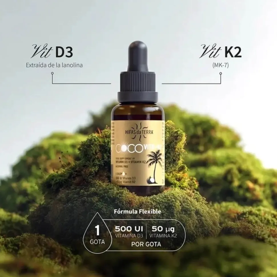 Vitamina D3+K2, en gotas, 20 ml - Hifas da Terra