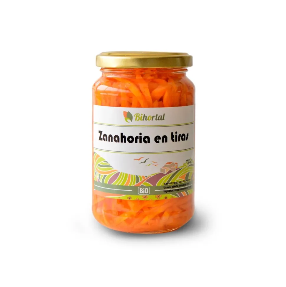 Zanahoria en tiras, cocidas, ecológicas, 345 g - Bihortal
